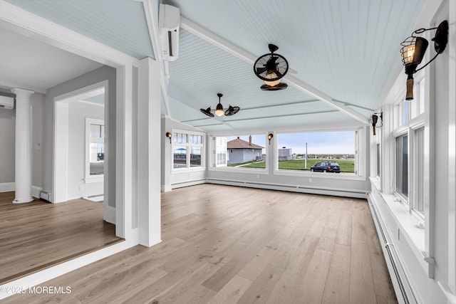 900 Ocean Ave, Bradley Beach, NJ 07720 - unfurnished sunroom featuring baseboard heating and a wall mounted air conditioner