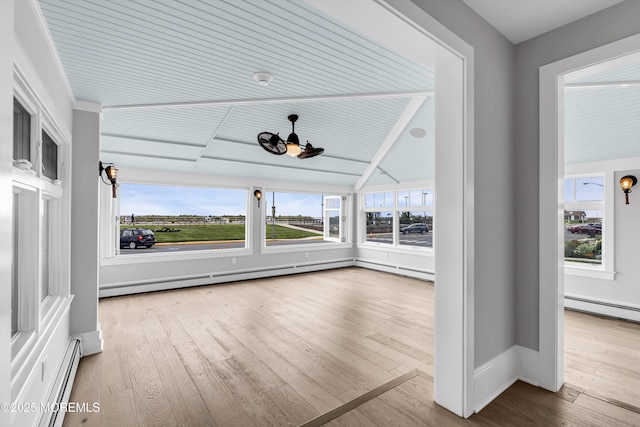 900 Ocean Ave, Bradley Beach, NJ 07720 - unfurnished sunroom with a baseboard heating unit and vaulted ceiling