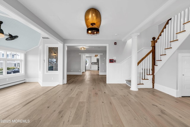 900 Ocean Ave, Bradley Beach, NJ 07720 - entrance foyer featuring light wood-style floors, stairway, and a baseboard heating unit