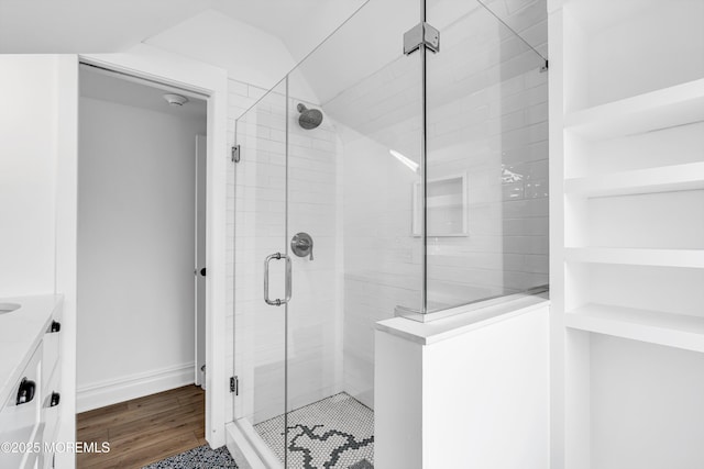 900 Ocean Ave, Bradley Beach, NJ 07720 - full bath featuring a shower stall, vanity, and wood finished floors