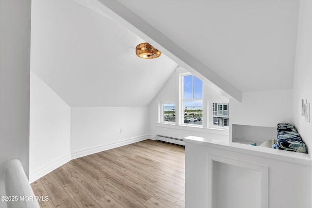 900 Ocean Ave, Bradley Beach, NJ 07720 - additional living space featuring a baseboard heating unit, wood finished floors, and lofted ceiling