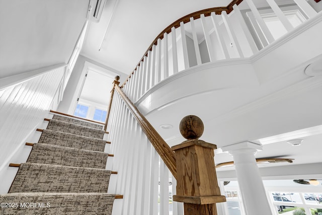900 Ocean Ave, Bradley Beach, NJ 07720 - stairway with a high ceiling, plenty of natural light, and ornate columns
