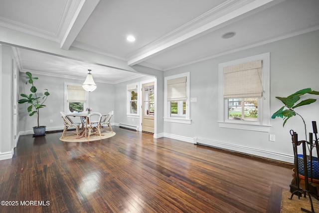 51 Burdge Ave, Brick, NJ 08724 - sitting room featuring hardwood / wood-style floors, a baseboard heating unit, a baseboard radiator, and crown molding