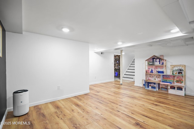51 Burdge Ave, Brick, NJ 08724 - finished below grade area featuring stairway, wood finished floors, and recessed lighting
