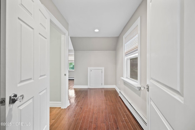 51 Burdge Ave, Brick, NJ 08724 - hall with a baseboard radiator, wood finished floors, baseboard heating, and recessed lighting