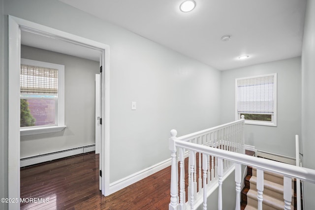 51 Burdge Ave, Brick, NJ 08724 - hall featuring an upstairs landing, baseboard heating, wood finished floors, and recessed lighting