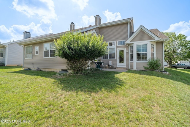 98 Mirage Blvd, Barnegat, NJ 08005 - back of property with a chimney, a yard, and a patio