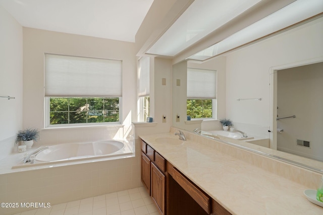 98 Mirage Blvd, Barnegat, NJ 08005 - full bath with vanity, a bath, and tile patterned flooring