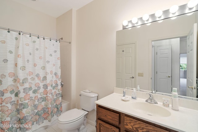 98 Mirage Blvd, Barnegat, NJ 08005 - full bath featuring vanity, shower / bathtub combination with curtain, and tile patterned floors