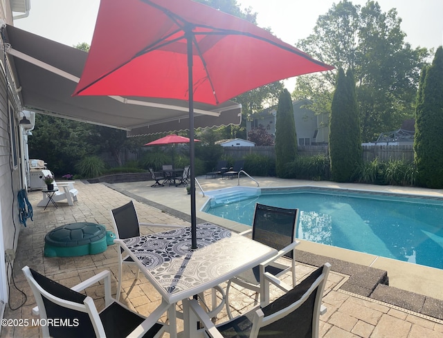 15 Tanglewood Dr, Barnegat, NJ 08005 - view of pool with outdoor dining area, a patio area, and a fenced backyard