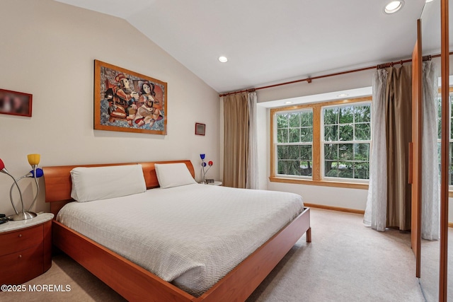 149 Jefferson Dr, Ocean Twp, NJ 07712 - bedroom with lofted ceiling, recessed lighting, and light carpet