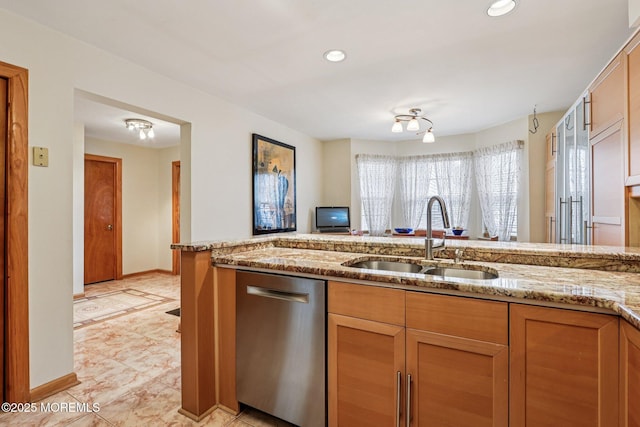 149 Jefferson Dr, Ocean Twp, NJ 07712 - kitchen with dishwasher, light stone countertops, and recessed lighting