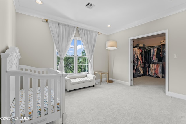 1 Hopkinson Ct, Marlboro, NJ 07746 - carpeted bedroom featuring crown molding, a walk in closet, and recessed lighting
