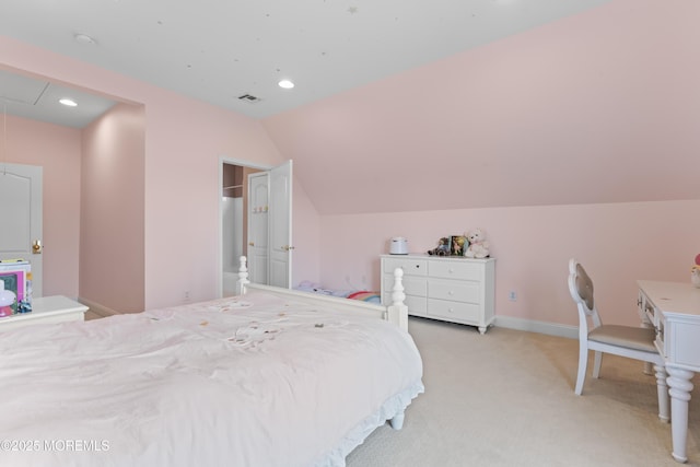 1 Hopkinson Ct, Marlboro, NJ 07746 - bedroom with lofted ceiling, light colored carpet, recessed lighting, and attic access
