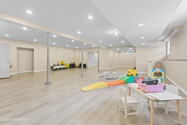 1 Hopkinson Ct, Marlboro, NJ 07746 - game room with light wood-style flooring and recessed lighting