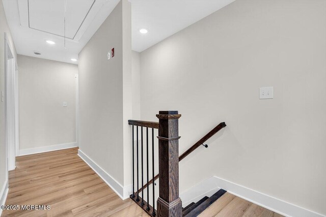 629 Monmouth Ave, Toms River, NJ 08757 - stairway featuring attic access, wood finished floors, and recessed lighting