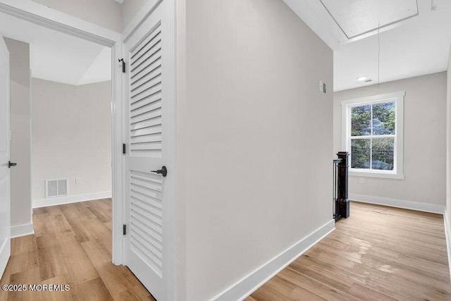 629 Monmouth Ave, Toms River, NJ 08757 - hallway featuring attic access and light wood-style floors