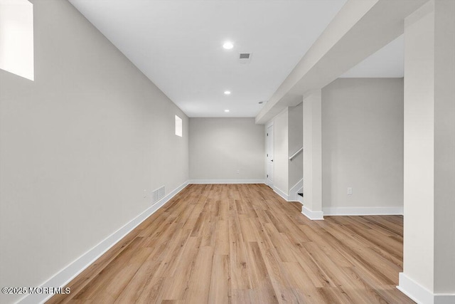 629 Monmouth Ave, Toms River, NJ 08757 - finished below grade area featuring light wood finished floors, recessed lighting, and stairs