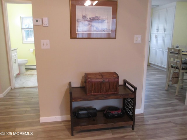 496A Thornbury Ct, Lakewood, NJ 08701 - hallway featuring light wood-style floors and baseboard heating
