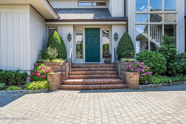 787 Princeton Ave, Brick, NJ 08724 - entrance to property featuring board and batten siding and a shingled roof