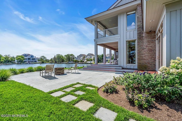 787 Princeton Ave, Brick, NJ 08724 - patio / terrace with a patio area, a fire pit, and a water view