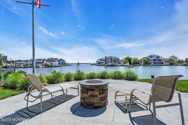 787 Princeton Ave, Brick, NJ 08724 - view of patio / terrace with a fire pit and a water view