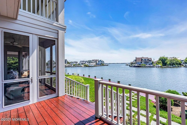 787 Princeton Ave, Brick, NJ 08724 - wooden terrace with a water view and a dock