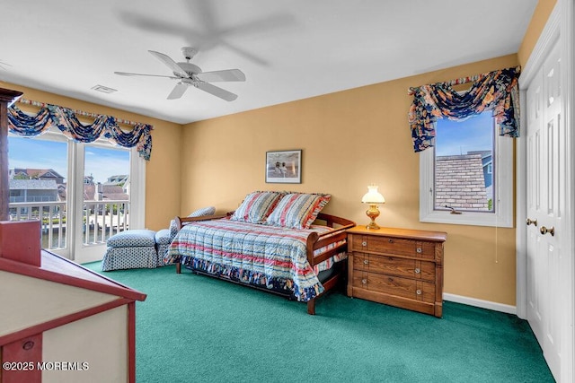 787 Princeton Ave, Brick, NJ 08724 - carpeted bedroom with a closet, a ceiling fan, and access to outside