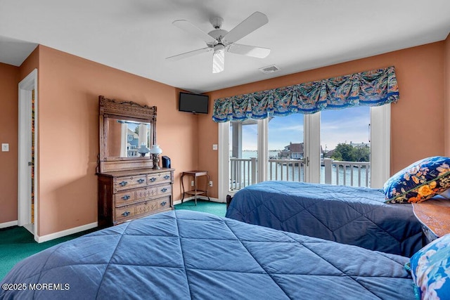 787 Princeton Ave, Brick, NJ 08724 - carpeted bedroom with access to outside and ceiling fan