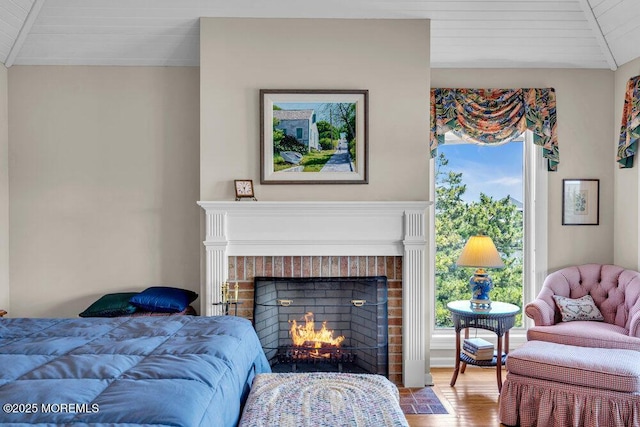 787 Princeton Ave, Brick, NJ 08724 - bedroom with wood finished floors, multiple windows, a fireplace, and wooden ceiling