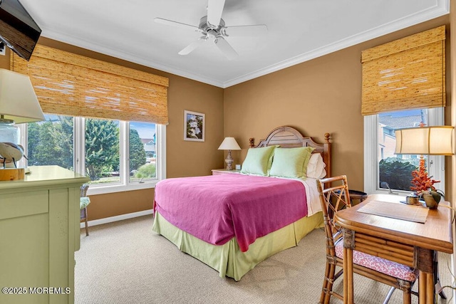 787 Princeton Ave, Brick, NJ 08724 - bedroom featuring crown molding, carpet, and a ceiling fan