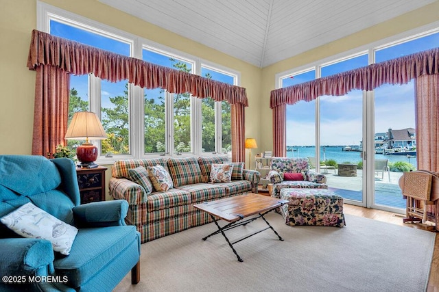 787 Princeton Ave, Brick, NJ 08724 - living area featuring a water view, a high ceiling, and wood finished floors