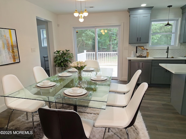 414 Oak Tree Rd, Freehold, NJ 07728 - dining area with dark wood-style flooring and plenty of natural light