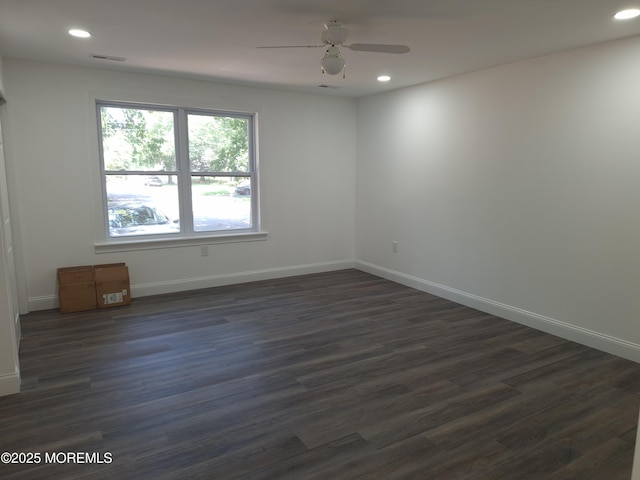 414 Oak Tree Rd, Freehold, NJ 07728 - unfurnished room featuring ceiling fan, dark wood finished floors, and recessed lighting