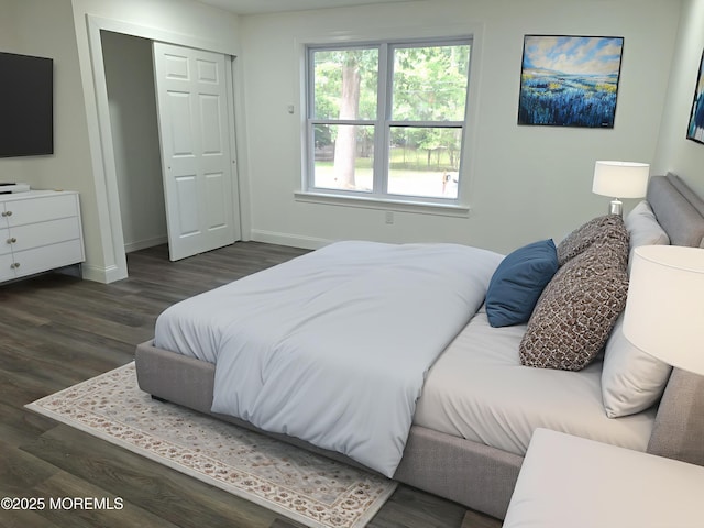 414 Oak Tree Rd, Freehold, NJ 07728 - bedroom with dark wood finished floors and a closet