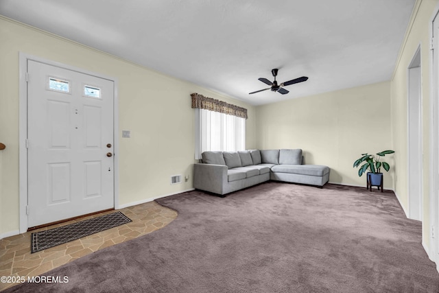 3 Colorado Dr, Hazlet, NJ 07730 - carpeted living area featuring a ceiling fan and baseboards