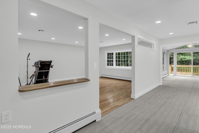 925 Edgebrook Dr N, Toms River, NJ 08757 - kitchen featuring a baseboard radiator, healthy amount of natural light, wood finished floors, recessed lighting, and baseboard heating