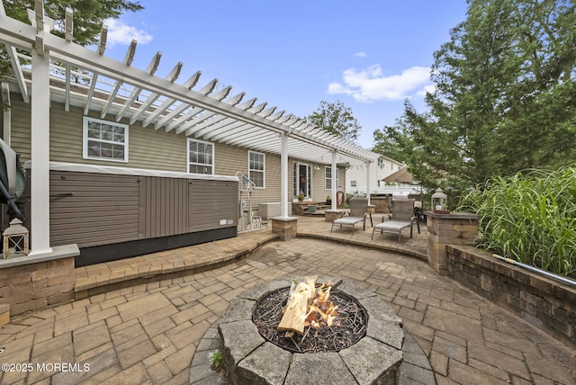 1587 Fort St, Brick, NJ 08724 - view of patio / terrace with a fire pit and a pergola