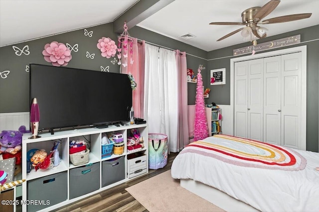 322 Dock Rd, West Creek, NJ 08092 - bedroom with wood finished floors, a ceiling fan, and a closet