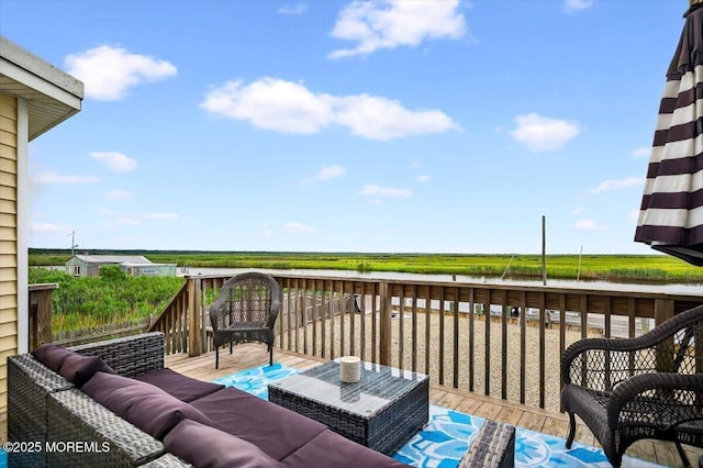 322 Dock Rd, West Creek, NJ 08092 - balcony featuring a deck with water view and an outdoor living space