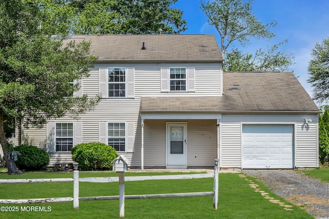 971 Center St, Little Egg Harbor, NJ 08087 - view of front of home with an attached garage, driveway, a front lawn, and a shingled roof