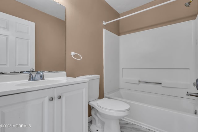 971 Center St, Little Egg Harbor, NJ 08087 - full bath featuring  shower combination, vanity, and marble finish flooring