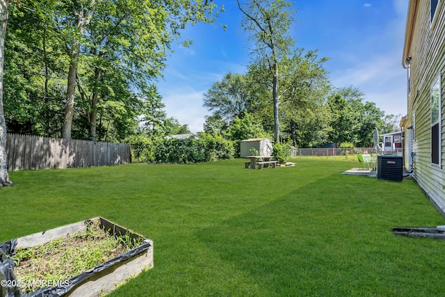 971 Center St, Little Egg Harbor, NJ 08087 - fenced backyard with a storage unit and a vegetable garden
