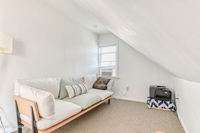 132 Heck Ave, Ocean Grove, NJ 07756 - living area featuring lofted ceiling, carpet flooring, and cooling unit