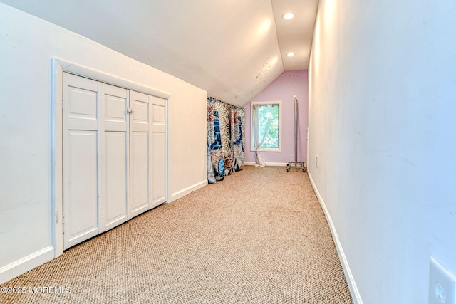 132 Heck Ave, Ocean Grove, NJ 07756 - unfurnished bedroom featuring light carpet, vaulted ceiling, and recessed lighting