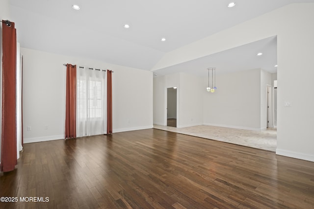 29 Lorton Rd, Old Bridge, NJ 08857 - spare room featuring dark wood-style flooring, recessed lighting, and vaulted ceiling