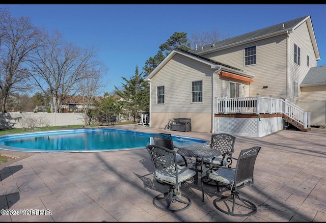 29 Lorton Rd, Old Bridge, NJ 08857 - outdoor pool featuring a wooden deck, a patio area, and stairs