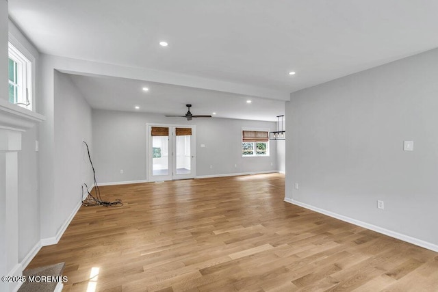 1207 Bayberry Rd, Manasquan, NJ 08736 - unfurnished living room featuring ceiling fan, light wood-type flooring, and recessed lighting
