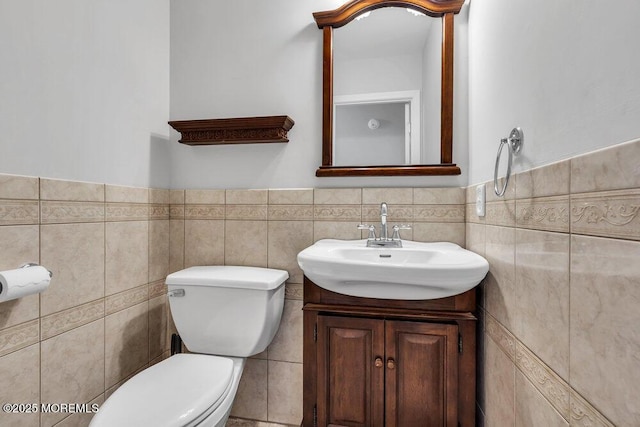 1207 Bayberry Rd, Manasquan, NJ 08736 - half bath with tile walls, vanity, and wainscoting