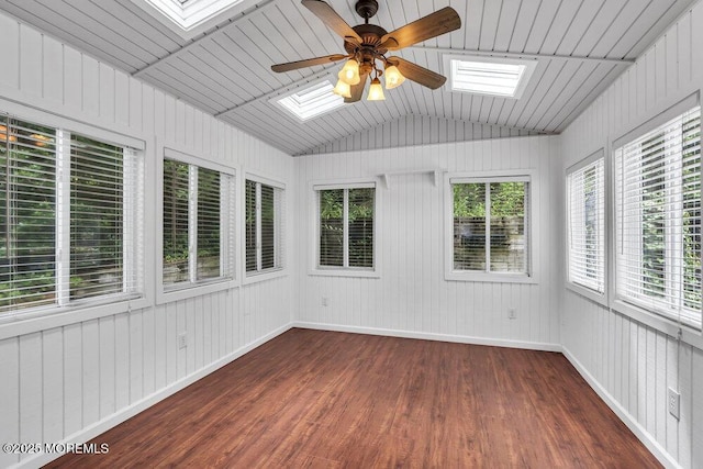 1207 Bayberry Rd, Manasquan, NJ 08736 - unfurnished sunroom featuring a skylight, vaulted ceiling, wood finished floors, and a wooden deck